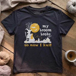 Broom Broke Knitting Witch T-shirt