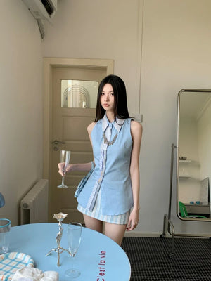 Classic Collar Sleeveless Shirt