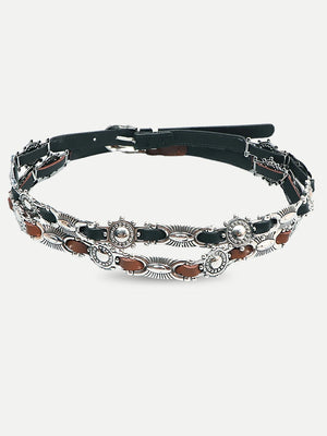 Metal Faux Leather Tiny Belt