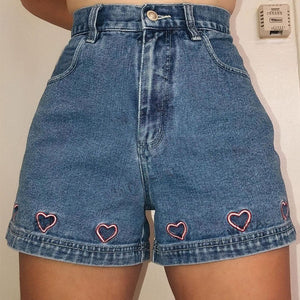 No Excuses Embroidery Denim Shorts