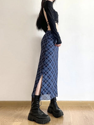 Plaid Midi Skirt