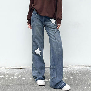Star Print Y2K Style Jeans