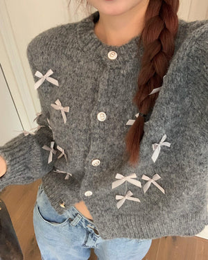 Coquette Aesthetic Grey Cardigan