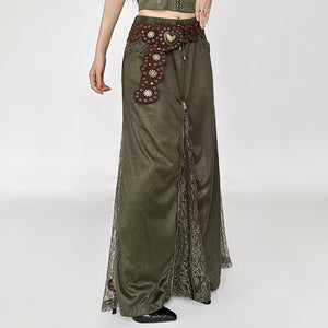 Woodland Dreams Lace-Slit Maxi Skirt