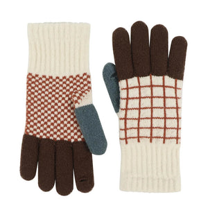 Grid Pattern Knit Gloves