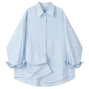 Rue des Fleurs Pastel Plaid Loose Shirt