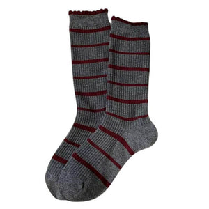 Cozy Red and Grey Patterned Socks