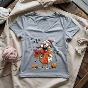 Fa-la-la Knitting Sheep Lady V-neck
