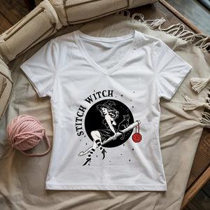 Crochet Stitch Witch Lady V-neck