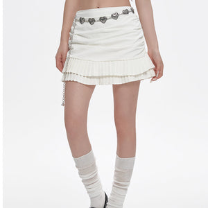 Milk White Double-Layer Mini Skirt
