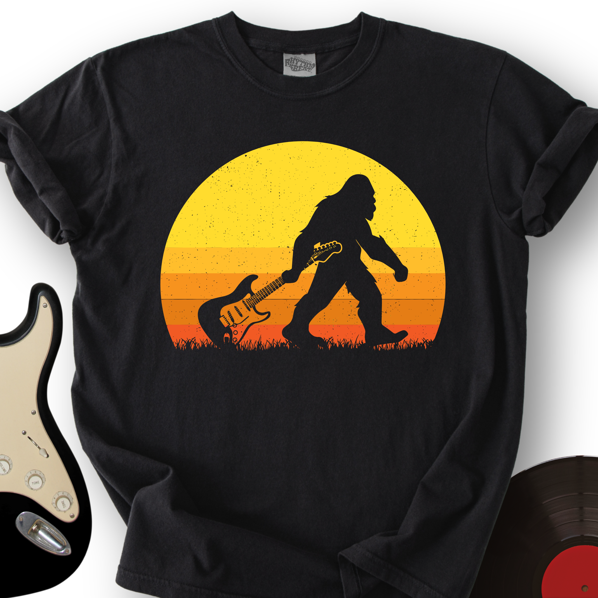 Bigfoot Dragging Guitar T-Shirt