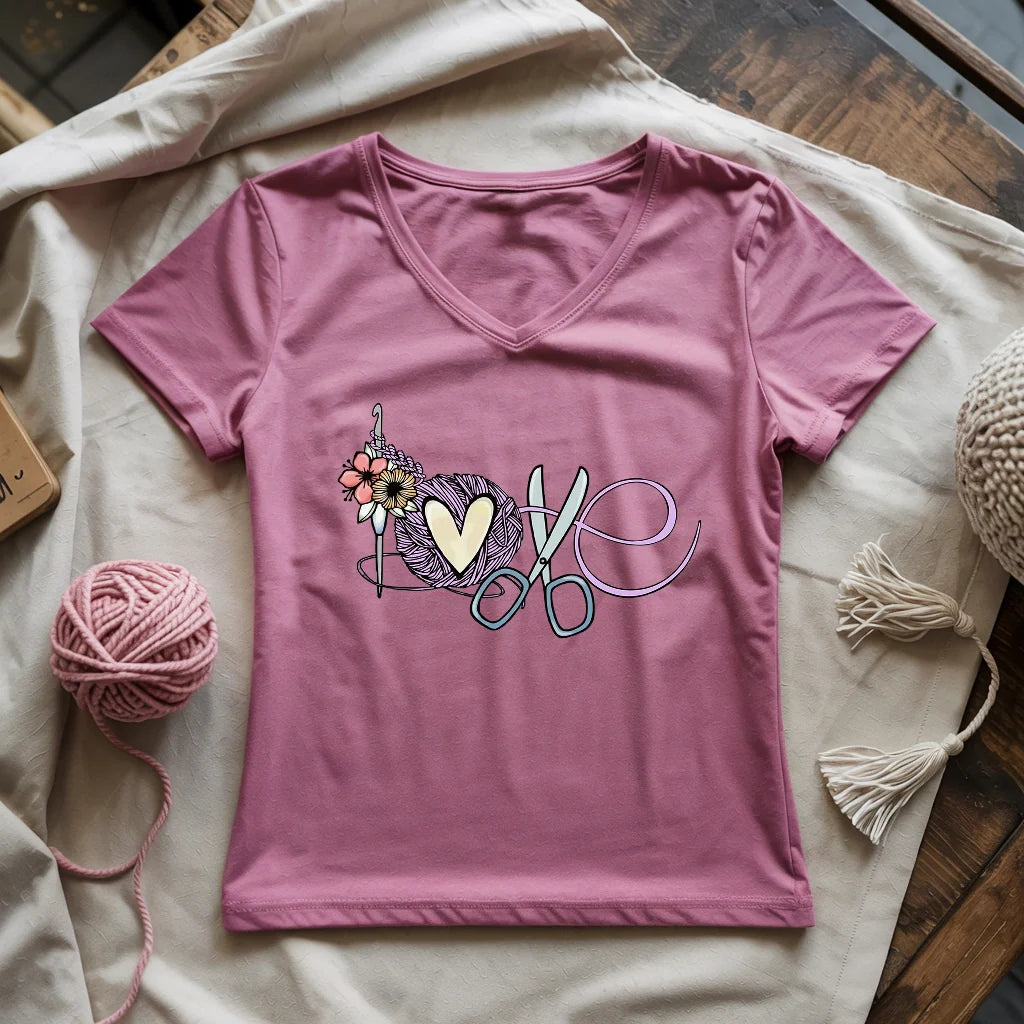 Love Crocheting Lady V-neck