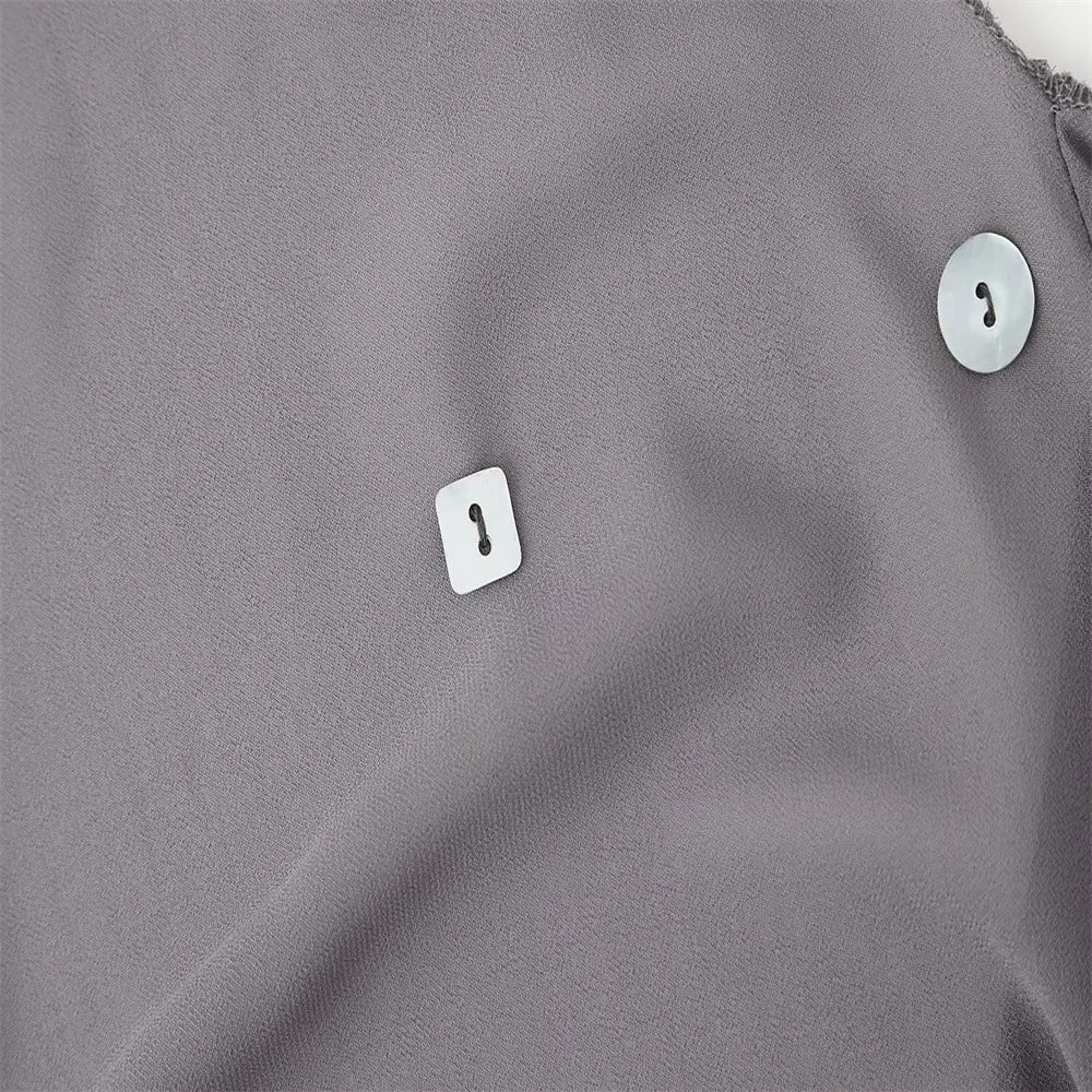 Backless Button Mini Dress