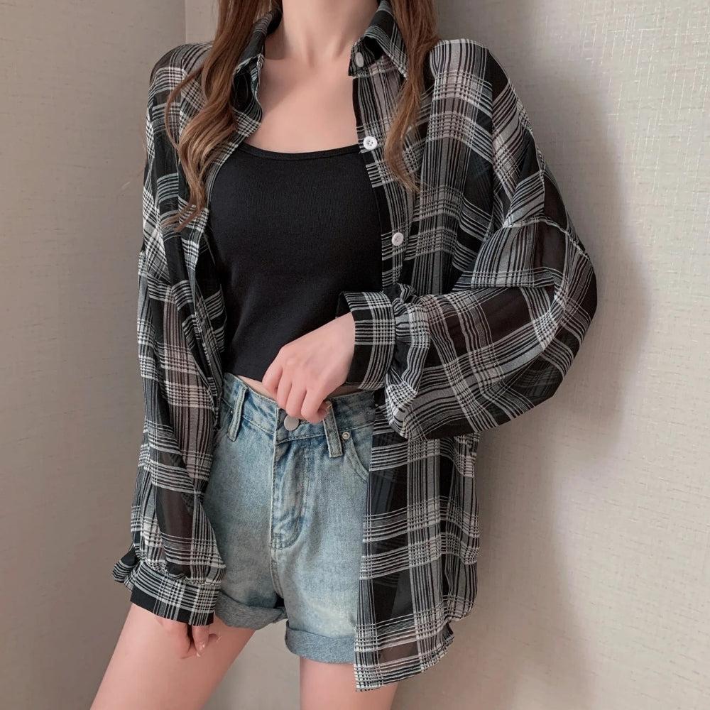 Chiffon Plaid Shirt
