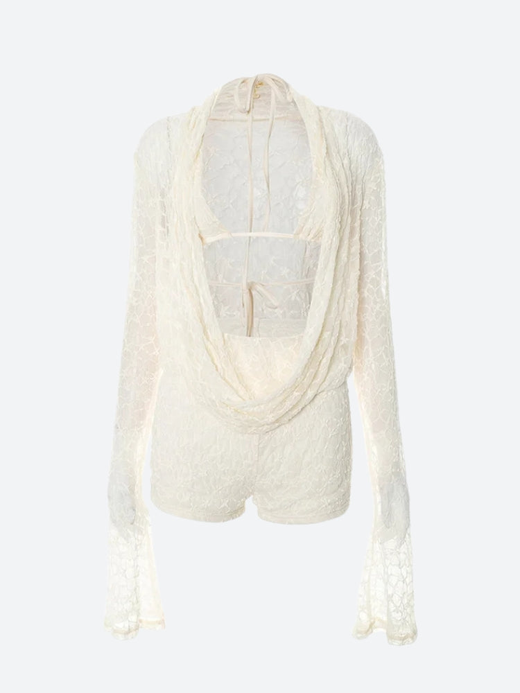 Draped Front Top & Shorts Two Piece Set