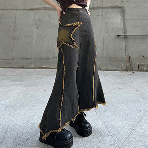 Fairy Grunge Long Denim Skirt