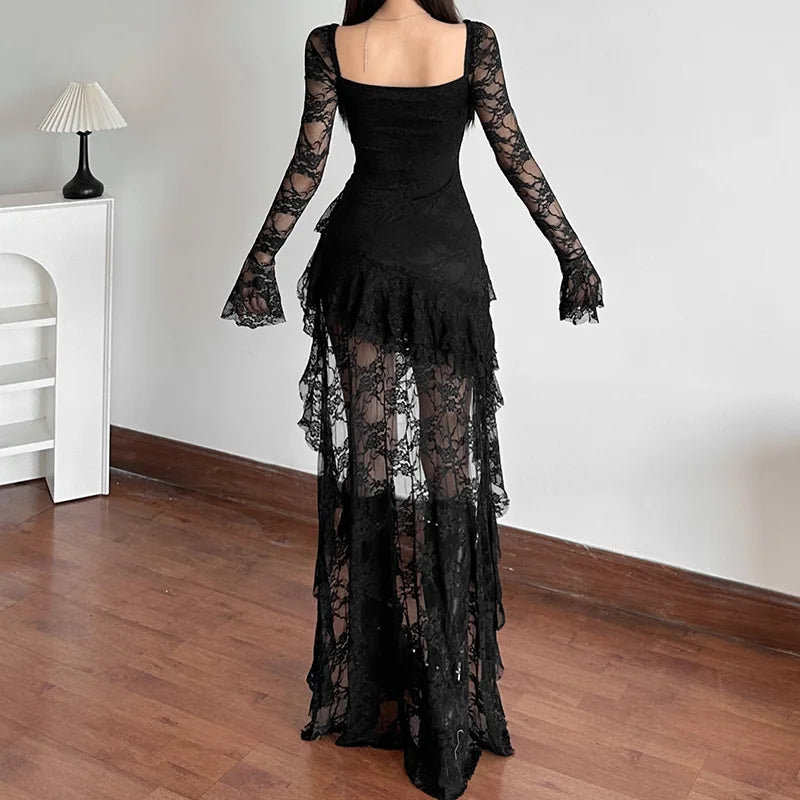 Goth Lace Mullet Mini Dress