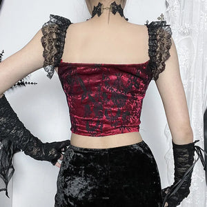 Goth Lace Trim Corset Top