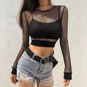 Grunge Fishnet Crop Top