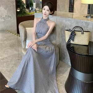 Ruched Halter Midi Dress