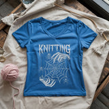 Gothic Knitter Lady V-neck