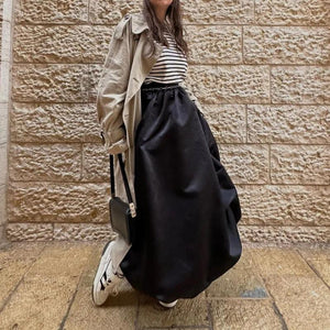 Satin Bubble Midi Skirt