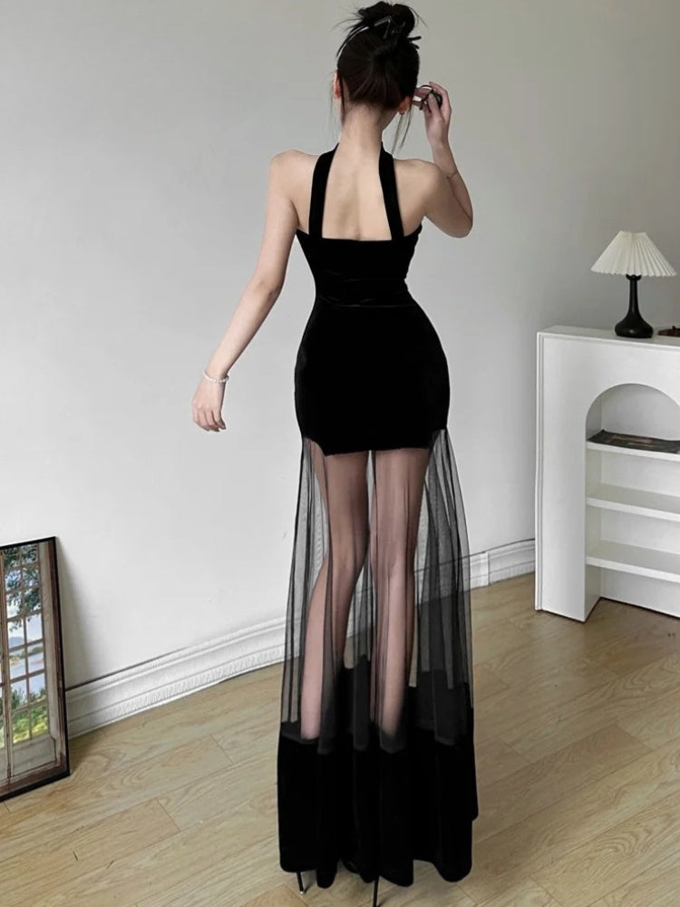 Strapless Sheer Maxi Dress