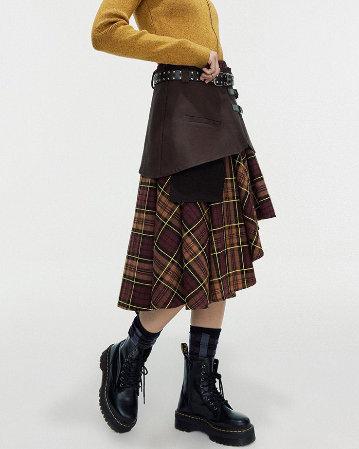 Grunge Asymmetrical Plaid Skirt