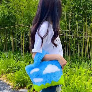 White Clouds & Blue Sky Fluffy Bag