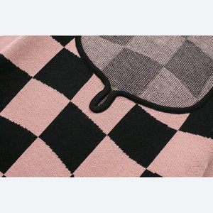 Y2K Checkered Square Neck Top