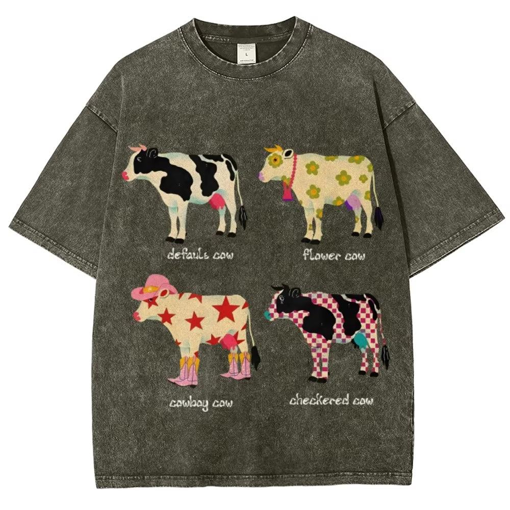 Indie Aesthetic Cow Graphic T-Shirt