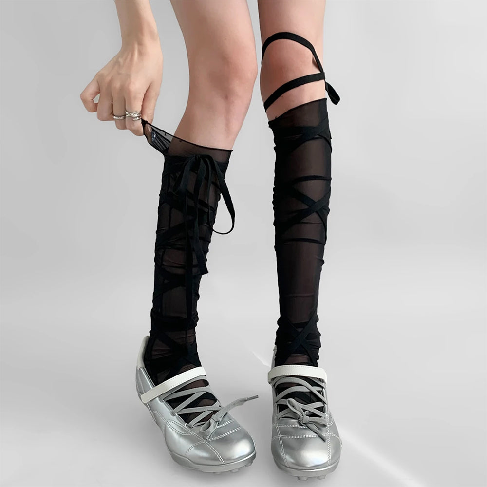 Balletcore Tie Up Knee High Socks