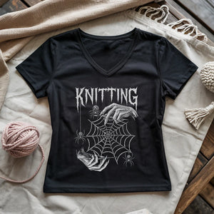 Gothic Knitter Lady V-neck