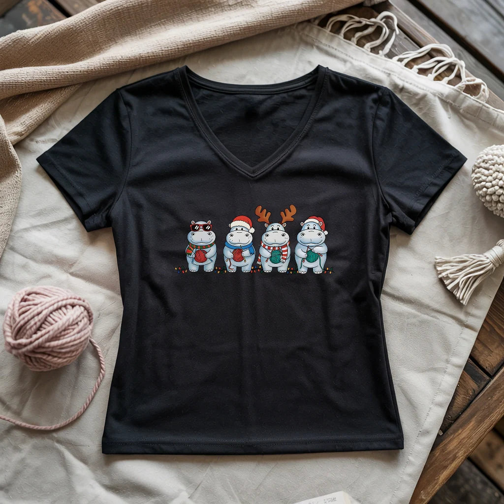 Hippo Knitmas Lady V-neck