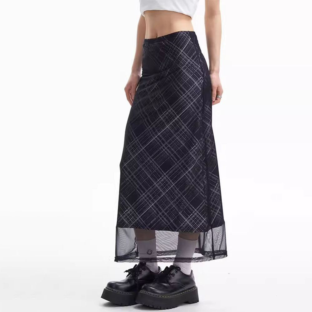 Less Conversation Plaid Maxi Skirt