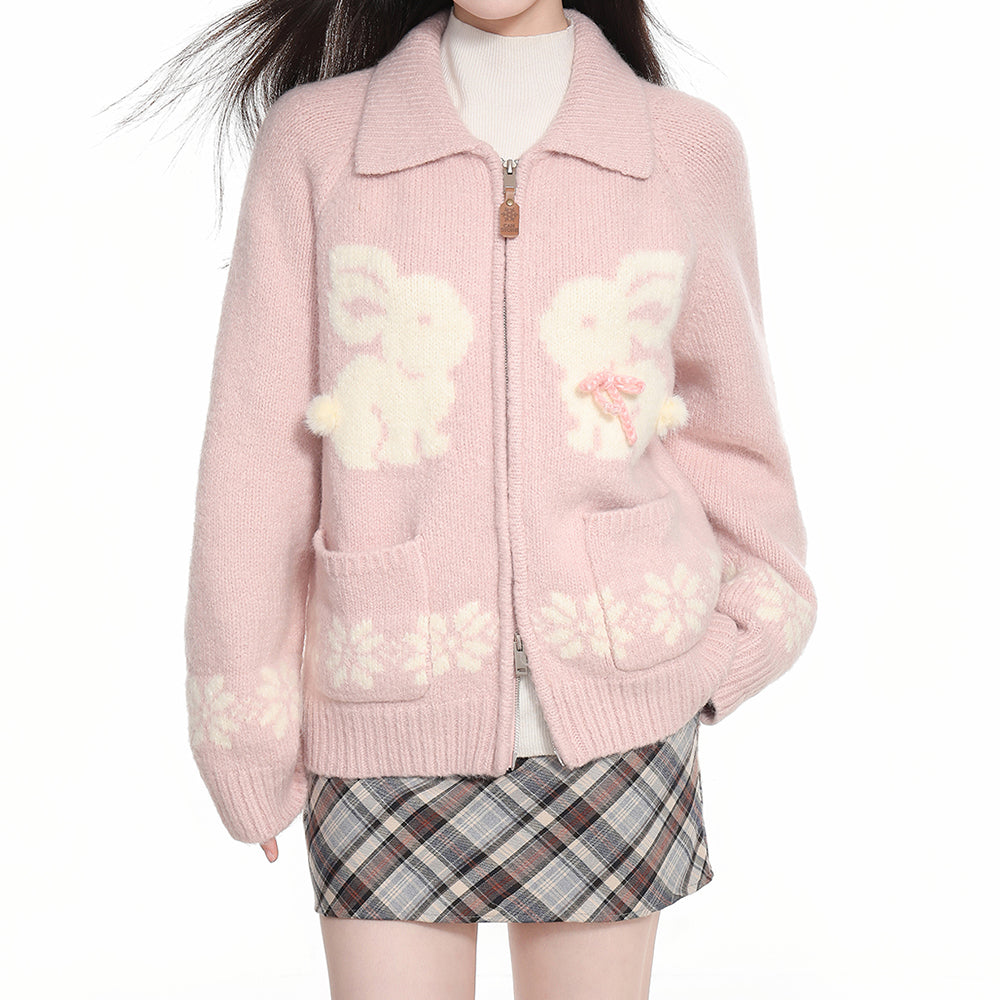 Sweet Attitude Bunny Zip Up Cardigan