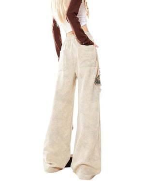 Butterfly Patch Wide-Leg Pants