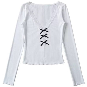 Coquette Aesthetic V-Neck Top