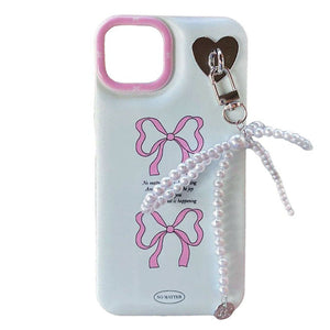 Coquette iPhone Case with Pearl Bow Charm