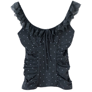 Coquette Polka Dot Ruched Top