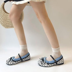 Cow Print Mary Jane Ballet Flats