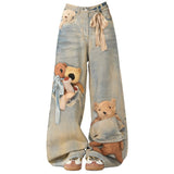 Cute Bears Print Baggy Jeans