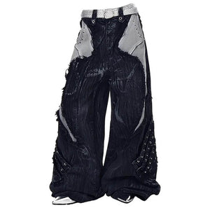 Model Behavior Distressed Wide-Leg Jeans