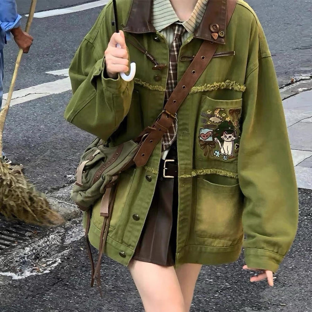 Fairycore Forest Embroidered Denim Jacket