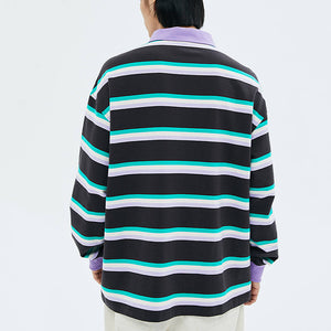 Grape & Mint Stripe Rugby Polo Shirt