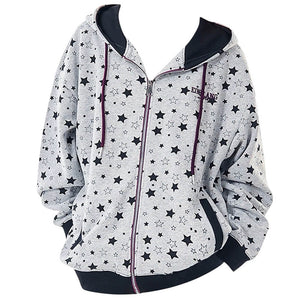 2010’s Grey Star Print Zip Up Hoodie