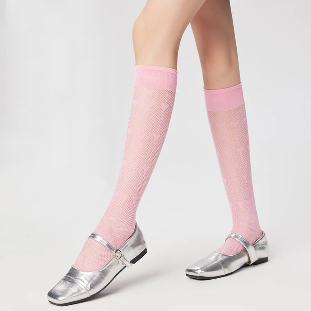 Softie Heart Thin Knee Socks