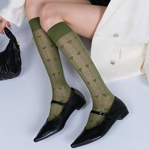 Softie Heart Thin Knee Socks