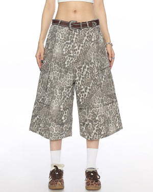 Animal Instincts Leopard Print Cargo Shorts