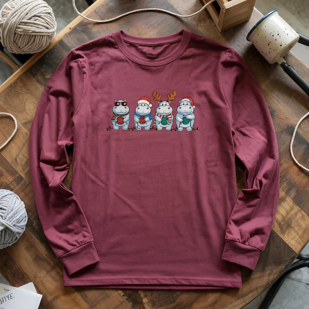 Hippo Knitmas Long Sleeve T-shirt
